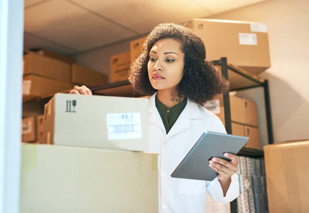 Doctor checking packages